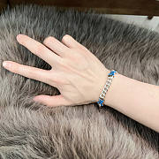 Fortok Louis Vuitton Monogram Chain Bracelet Silver Blue - 6