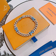 Fortok Louis Vuitton Monogram Chain Bracelet Silver Blue - 4