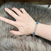 Fortok Louis Vuitton Monogram Chain Bracelet Silver Blue - 3