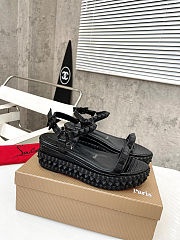 Fortok Christian Louboutin Pyraclou Black 60 mm Espadrilles Stripes Pattern - 5
