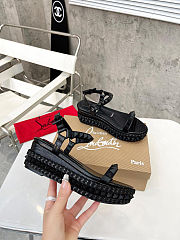 Fortok Christian Louboutin Pyraclou Black 60 mm Espadrilles Stripes Pattern - 4