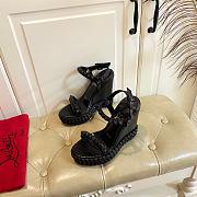 Fortok Christian Louboutin Pyraclou Black 110 mm Espadrilles Stripes Pattern - 6