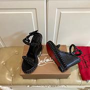 Fortok Christian Louboutin Pyraclou Black 110 mm Espadrilles Stripes Pattern - 5