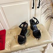 Fortok Christian Louboutin Pyraclou Black 110 mm Espadrilles Stripes Pattern - 3