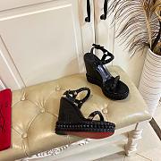 Fortok Christian Louboutin Pyraclou Black 110 mm Espadrilles Stripes Pattern - 2