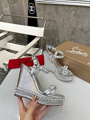 Fortok Christian Louboutin Pyraclou Silver 60 mm Espadrilles Stripes Pattern - 6