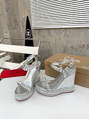 Fortok Christian Louboutin Pyraclou Silver 60 mm Espadrilles Stripes Pattern - 4