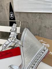 Fortok Christian Louboutin Pyraclou Silver 60 mm Espadrilles Stripes Pattern - 3