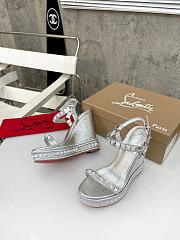 Fortok Christian Louboutin Pyraclou Silver 60 mm Espadrilles Stripes Pattern - 2