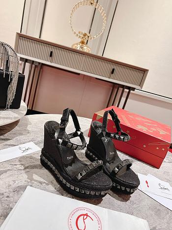 Fortok Christian Louboutin Pyraclou Black 110 mm Espadrilles Twinkle Pattern