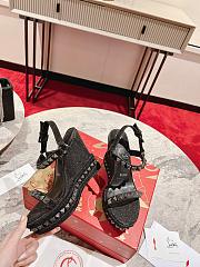Fortok Christian Louboutin Pyraclou Black 110 mm Espadrilles Twinkle Pattern - 6