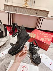 Fortok Christian Louboutin Pyraclou Black 110 mm Espadrilles Twinkle Pattern - 5