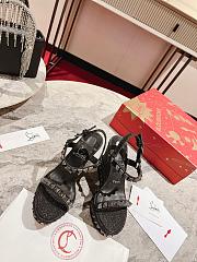Fortok Christian Louboutin Pyraclou Black 110 mm Espadrilles Twinkle Pattern - 4