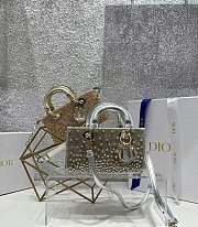 Fortok Dior D-Joy Rose Gold Metallic Lambskin Crystal Beaded Embroidered 16 x 9 x 5cm - 4