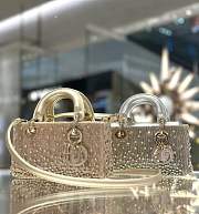 Fortok Dior D-Joy Rose Gold Metallic Lambskin Crystal Beaded Embroidered 16 x 9 x 5cm - 3