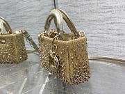 Fortok Dior D-Joy Gold Metallic Lambskin Crystal Beaded Embroidered 16 x 9 x 5cm - 6