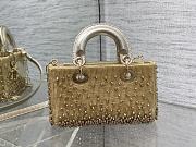 Fortok Dior D-Joy Gold Metallic Lambskin Crystal Beaded Embroidered 16 x 9 x 5cm - 4