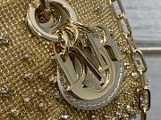 Fortok Dior D-Joy Gold Metallic Lambskin Crystal Beaded Embroidered 16 x 9 x 5cm - 2