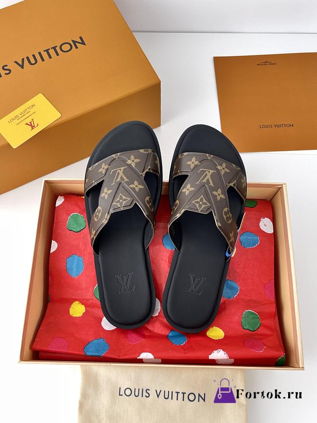 Fortok Louis Vuitton Men Logo sandals Brown - 1