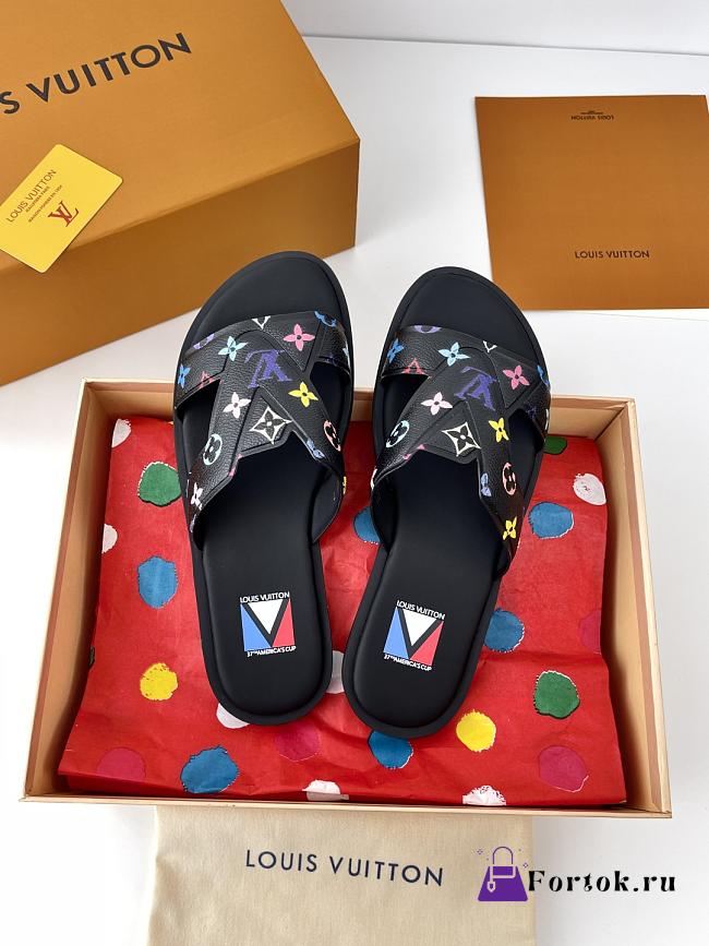 Fortok Louis Vuitton x LV Men Logo sandals Black - 1