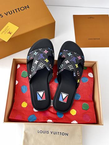 Fortok Louis Vuitton x LV Men Logo sandals Black