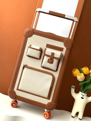 Fortok Hermes R.M.S Cabin Suitcase Pocket Brown 33x57x20cm
