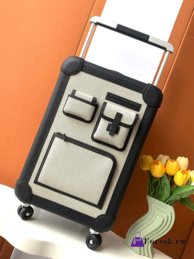Fortok Hermes R.M.S Cabin Suitcase Pocket Black 33x57x20cm - 1