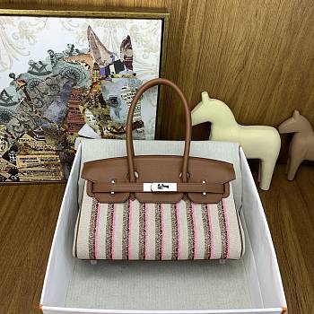 Fortok HERMÈS Limited Edition Birkin Shoulder Light Brown Stripe 29cm
