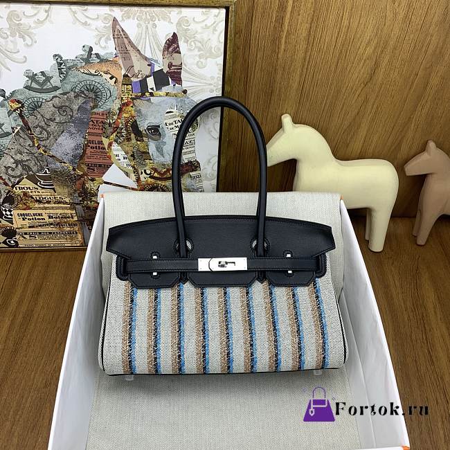 Fortok HERMÈS Limited Edition Birkin Shoulder Light Black Stripe 29cm - 1
