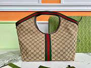 Fortok Gucci Giglio large tote bag beige and brown GG canvas 60×47×16cm - 3