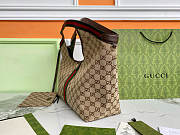 Fortok Gucci Giglio large tote bag beige and brown GG canvas 60×47×16cm - 4
