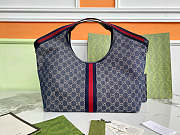 Fortok Gucci Giglio large tote bag blue and white GG denim 60×47×16cm - 2