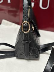 Fortok Gucci GG Emblem small shoulder bag black GG leather 22×14x8cm - 4