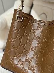 Fortok Gucci GG Emblem small bucket bag Brown 19×18×11cm - 4