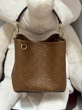 Fortok Gucci GG Emblem small bucket bag Brown 19×18×11cm