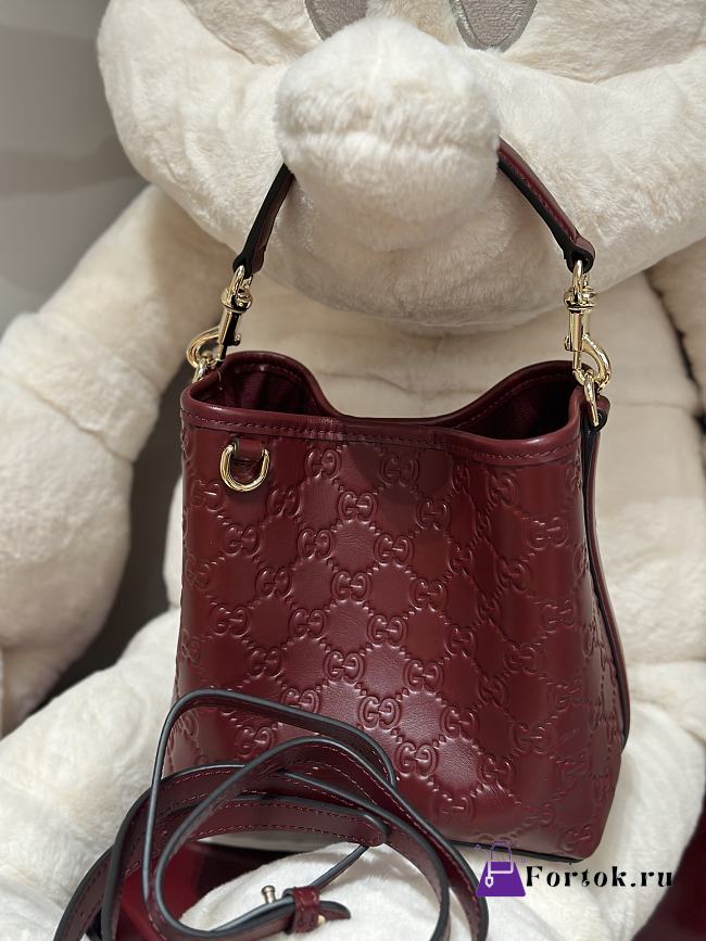 Fortok Gucci GG Emblem small bucket bag Rouge 19×18×11cm - 1