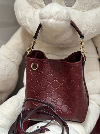 Fortok Gucci GG Emblem small bucket bag Rouge 19×18×11cm