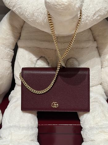 Fortok Gucci GG Marmont wallet on chain Rosso Ancora red and pink leather 20*12.5*4cm