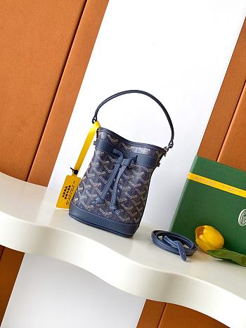 Fortok Goyard Petit Flot Mini Bucket Bag Navy 12 x 10 x 17.5cm
