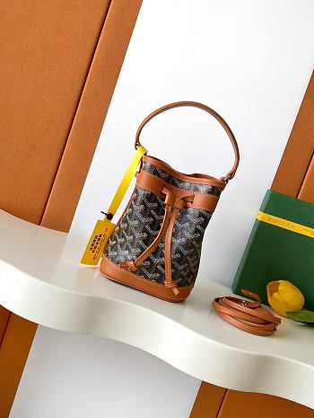 Fortok Goyard Petit Flot Mini Bucket Bag Black & Tan 12 x 10 x 17.5cm