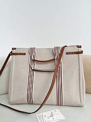 Fortok Valentino Garavani Men's Cotton Tote Bag Brown Stripes 41x33x20cm - 3