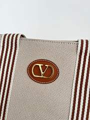 Fortok Valentino Garavani Men's Cotton Tote Bag Brown Stripes 41x33x20cm - 5