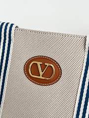 Fortok Valentino Garavani Men's Cotton Tote Bag Blue Stripes 41x33x20cm - 2