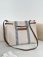 Fortok Valentino Garavani Men's Cotton Tote Bag Blue Stripes 41x33x20cm - 3