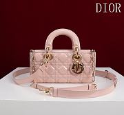Fortok Dior Lady D-Joy Shinning Baby Pink Gold Hardware  Leather with Velvet 21*12*6.5cm  - 1
