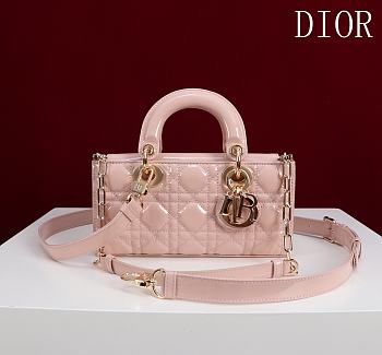 Fortok Dior Lady D-Joy Shinning Baby Pink Gold Hardware  Leather with Velvet 21*12*6.5cm 