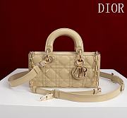 Fortok Dior Lady D-Joy Shinning Light Brown Gold Hardware  Leather with Velvet 21*12*6.5cm  - 1