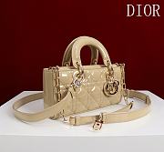 Fortok Dior Lady D-Joy Shinning Light Brown Gold Hardware  Leather with Velvet 21*12*6.5cm  - 3