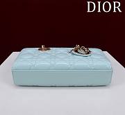 Fortok Dior Lady D-Joy Shinning Baby Pink Blue Hardware  Leather with Velvet 21*12*6.5cm  - 6