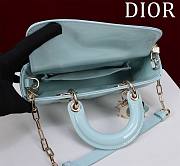 Fortok Dior Lady D-Joy Shinning Baby Pink Blue Hardware  Leather with Velvet 21*12*6.5cm  - 5